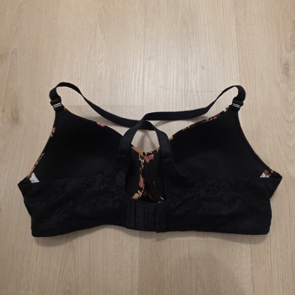 Torrid Curve Black Floral Padded Criss Cross Back Dream Wire Free Bra Size 40B - Picture 3 of 6